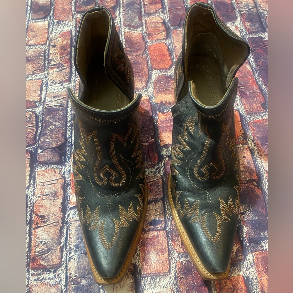 Ariat Black and Brown Western Ankle Booties